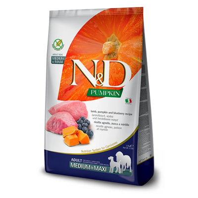 FARMINIA N&D PUMPKIN ADULT MEDIUM MAX CON AGNELLO ZUCCA E MIRTILLO KG 12.