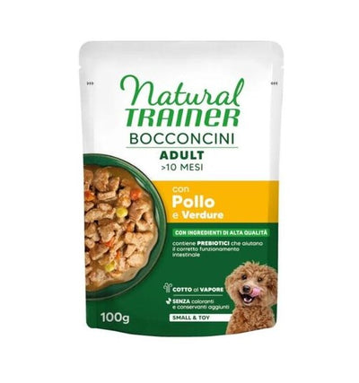 NATURAL TRAINER ADULT BOCCONCINI IN SALSA CON  POLLO E VERDURE 100 GR.