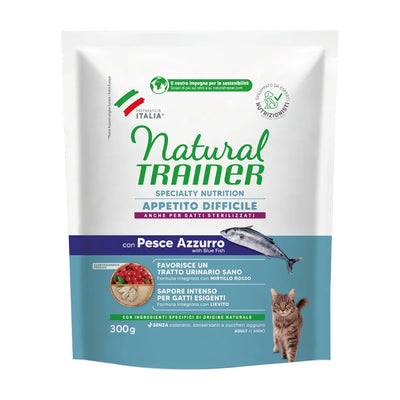 NATURAL TRAINER CAT ADULT APPETITO DIFFICILE  300 GR CON PESCE AZZURRO.