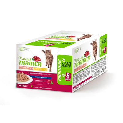 NATURA TRAINER MULTIPACK X24 DA 85 GR CON SALMONE E POLLO