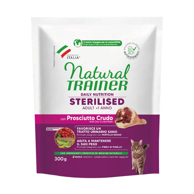 NATUR TRAINER CAT  STERILLIZATO CON PROSCIUTTO E FIBRA DI PISELLO 300 GR