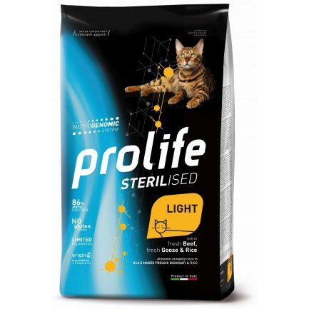 PROLIFE STERILIZZATO LIGHT CON MANZO  OCA E RISO 7 KG.