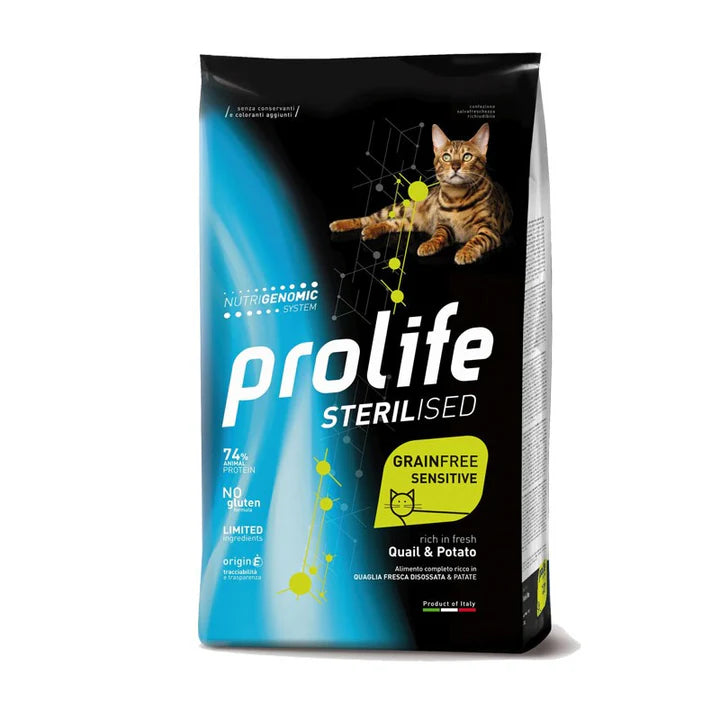 PROLIFE GRAIN FREE STERILIZZATO RICCO IN QUAGLIA E PATATE 7 KG.
