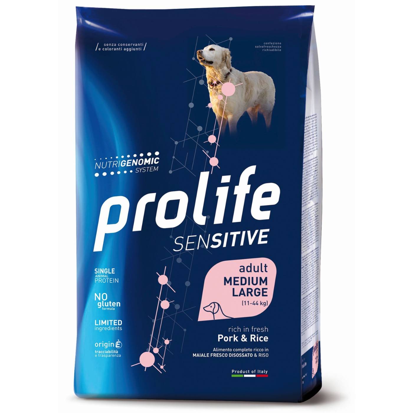 Prolife Sensitive Adult Medium/Large con Maiale e Riso – 10 kg