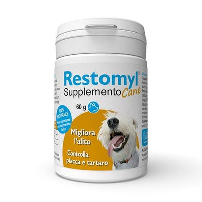 RESTOMYL SUPPLEMENTO CANE 100% NATURALE MIGLIORA L'ALITO CONTROLLA PLACCA E TARTARO 60 GR