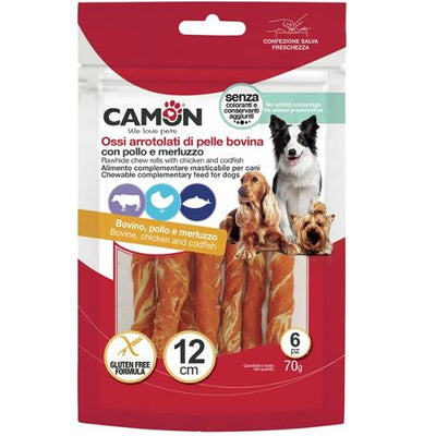 CAMON SNACK CANE ROLLS & SNACHA BOVINE E MERLUZZO 70 GR
