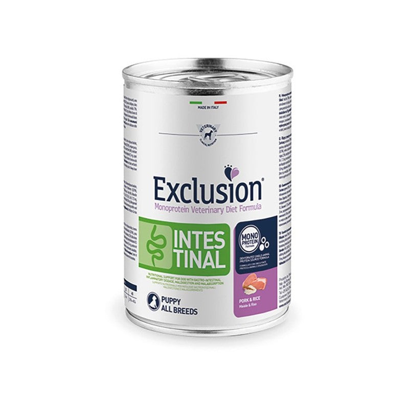 EXCLUSION INTESTINAL PUPPY 400 GR CON MAIALE E RISO.