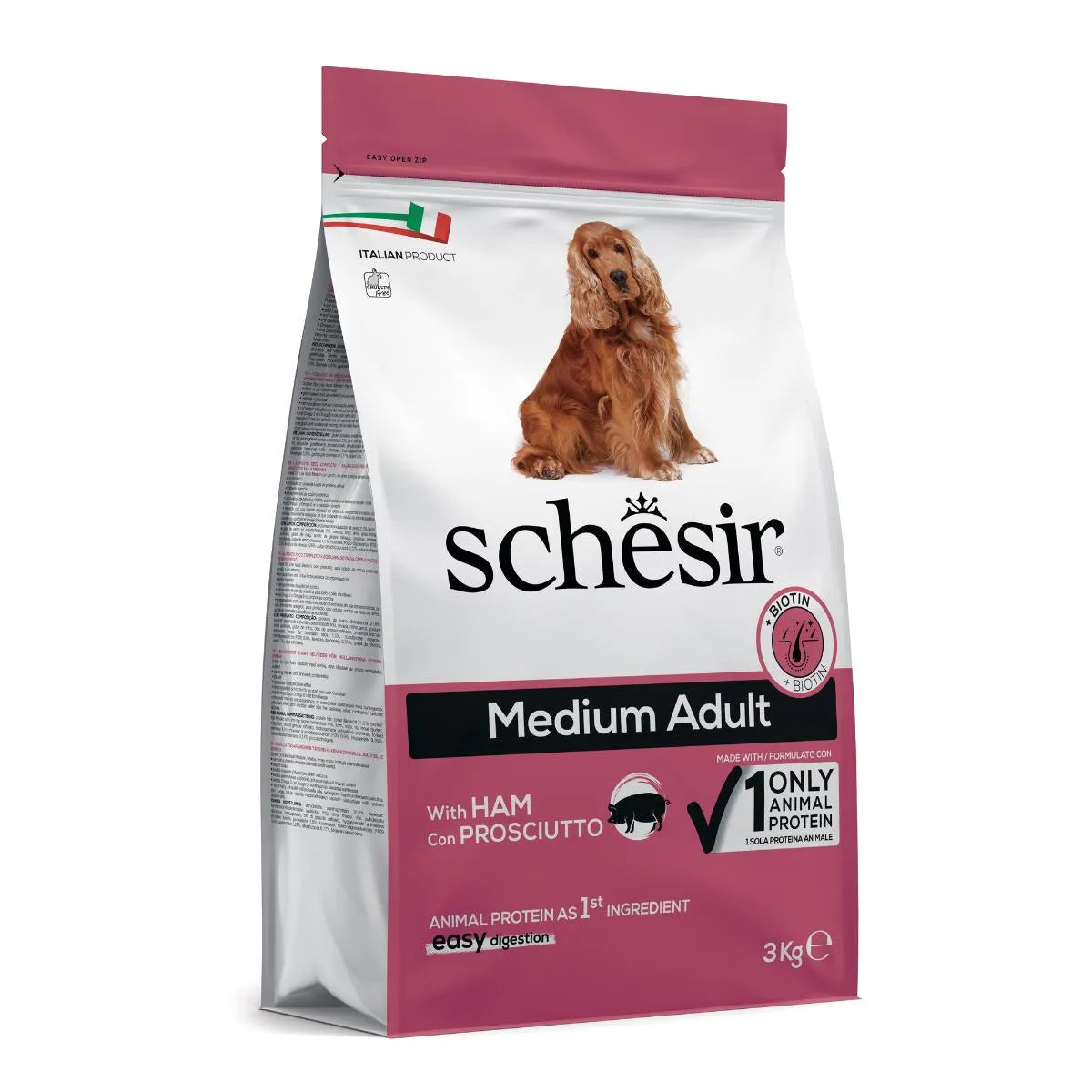 SCHESIR MEDIUM ADULT CON PROSCIUTTO 3 KG.