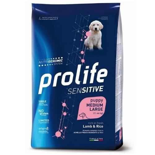 PROLIFE SENSITIVE PUPPY MEDIUM LARGE RICCO IN AGNELLO E RISO 10 KG.