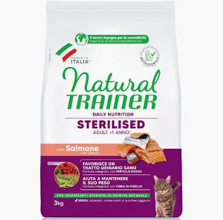 NATURALTRAINER GATTO STERILIZZATO SALMONE 3KG FLASHATO