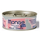 MONGE NATURAL COTTA AL VAPORE TONNO E POLLO CON GAMBERETTI 6 X 80 GR