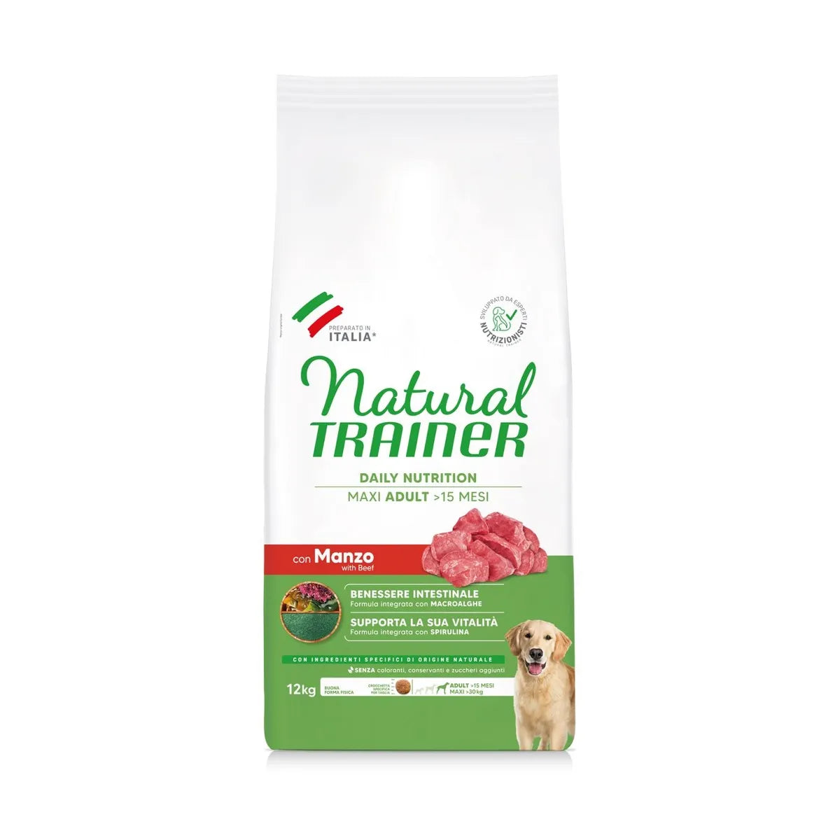 NATURAL TRAINER ADULT CON MANZO E RISO 12 KG.