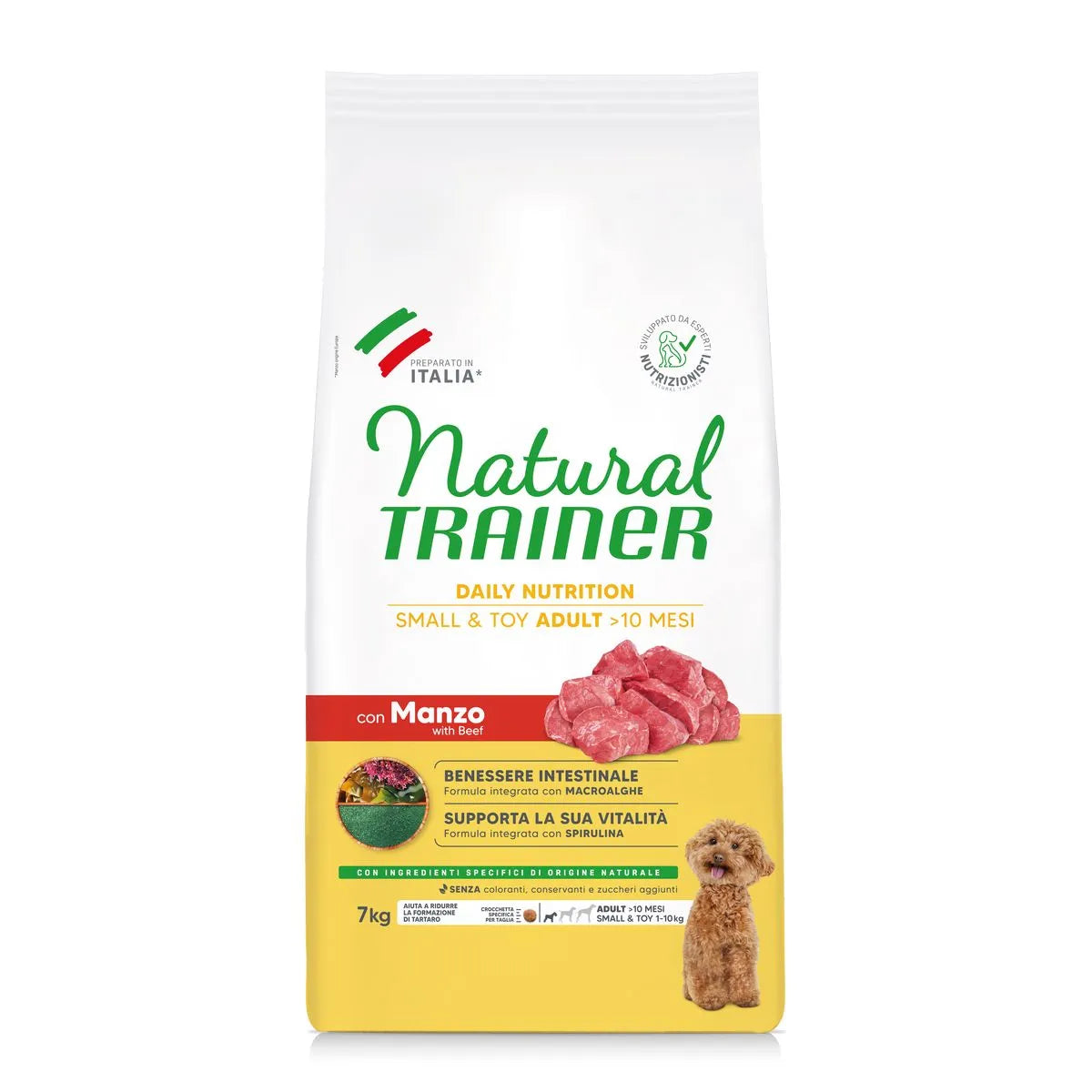 NATURAL TRAINER MINI ADULT CON MANZO E RISO 7 KG.
