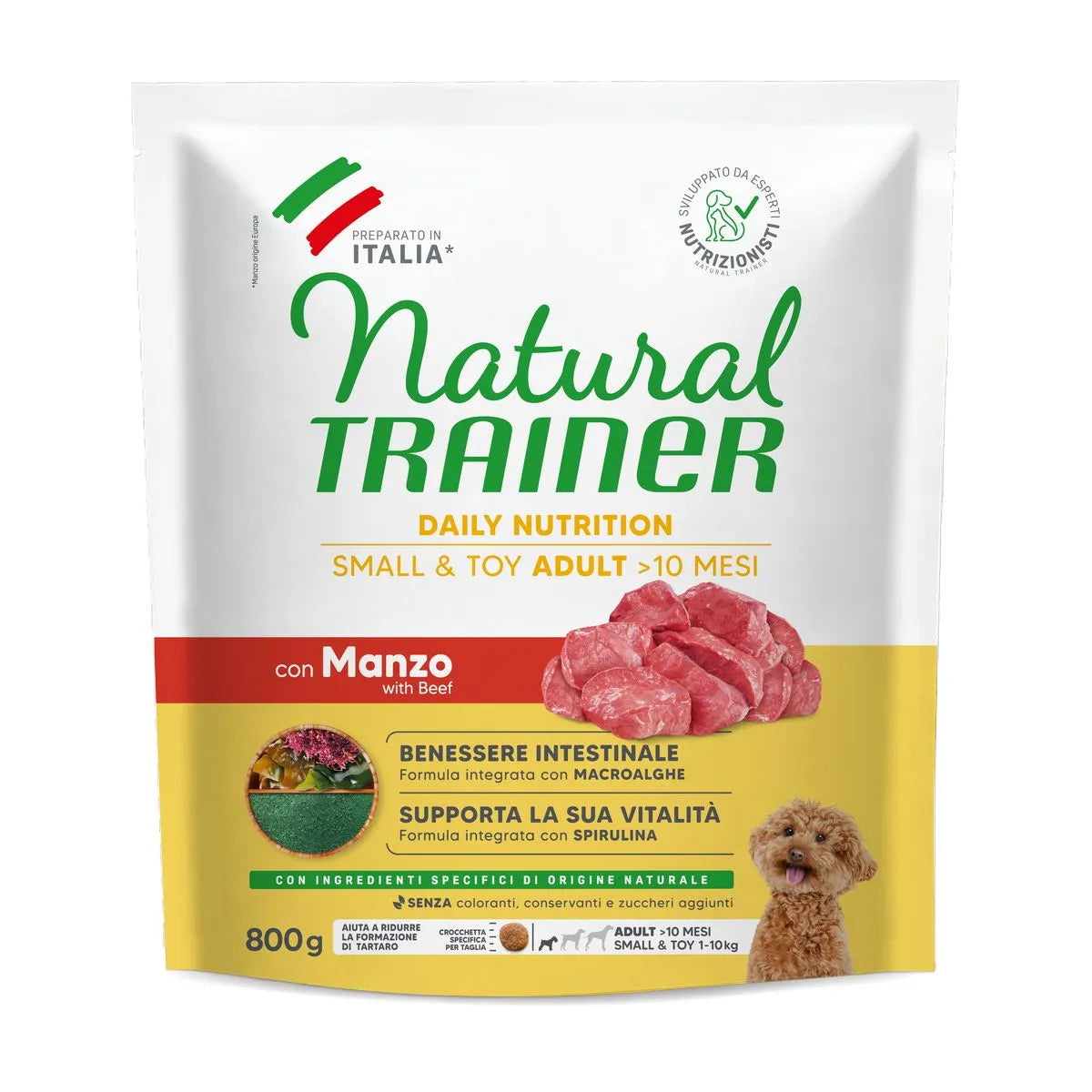 NATURAL TRAINER MINI ADULT CON MANZO E RISO 800 GR.