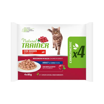 NATURL TRAINER GATTO ADULT FLOW PACK CON MANZO 4 X 85 GR