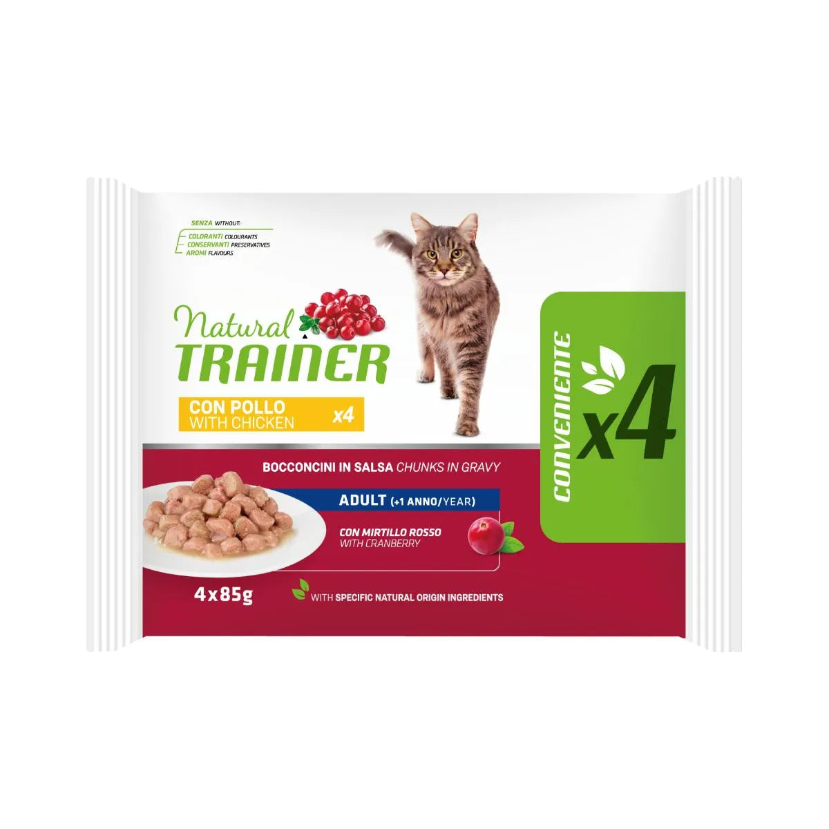 NATURAL TRAINER GATTO ADULT FLOW PACK CON POLLO 4 X 85 GR