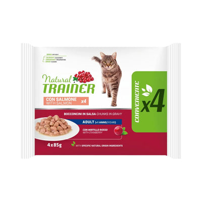 NATURAL TRAINER GATTO ADULT FLOW PACK CON SALMONE 4 X 85 GR