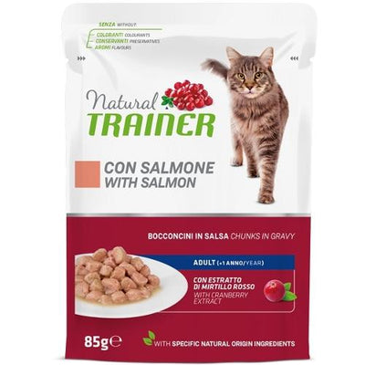 NATURAL TRAINE CAT MANTENIMENTO  ADULT CON SALMONE  85 GR.