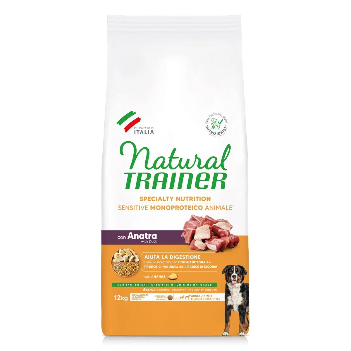 NATURAL TRAINER ADULT CON ANATRA E CEREALI INTEGRALI  12 KG.
