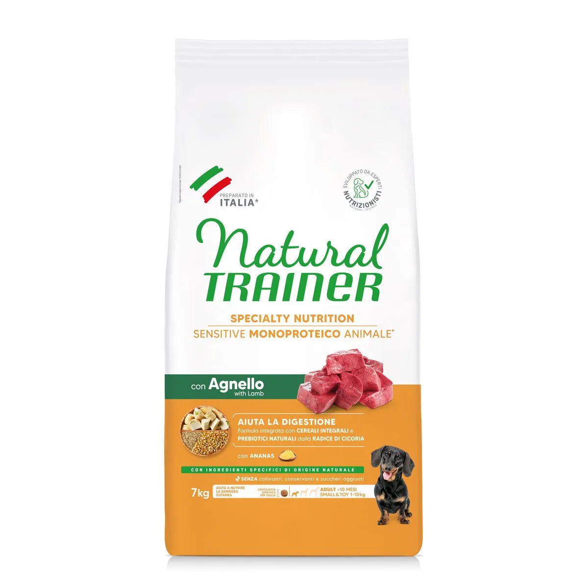 NATURAL TRAINER NO GLUT MINI ADULT CON SALMONE E CEREALI INTEGRALI KG 7.