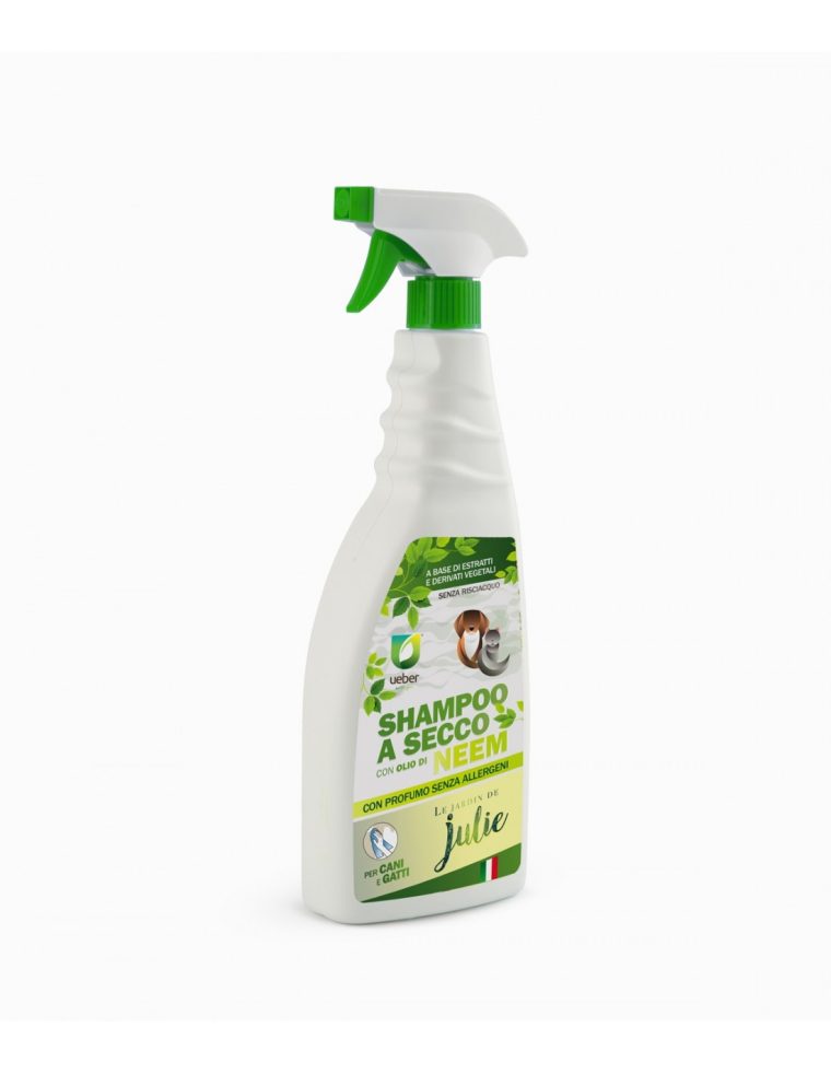 UEBER SHAMPO A SECCO CON OLIO DI NEEM CON PROFUMO SENZA ALLERGENI PER CANI E GATTI 750 G